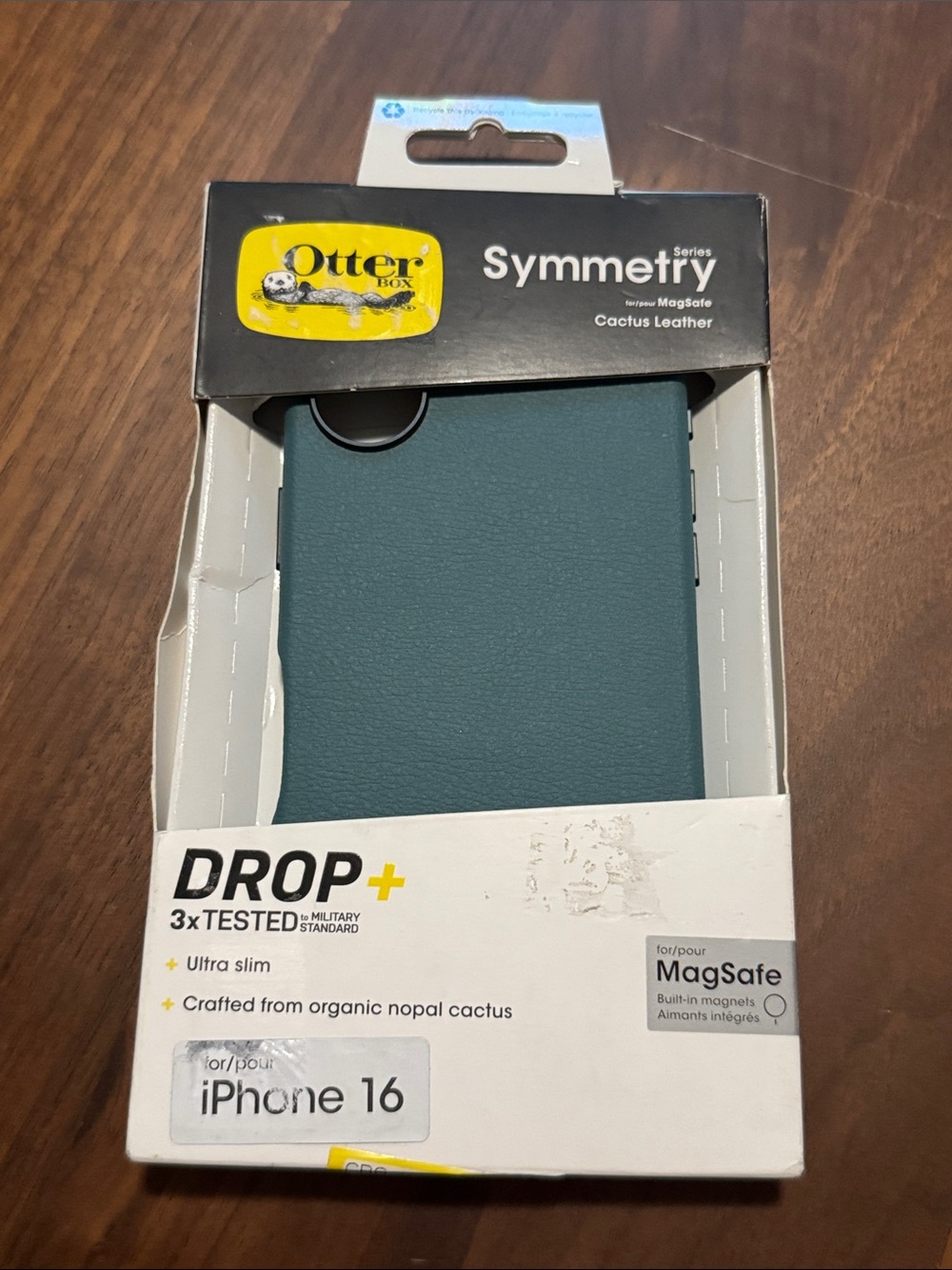 OtterBox Symmetry Series Drop+ Cactus Leather Case for iPhone 16 - Teal Green